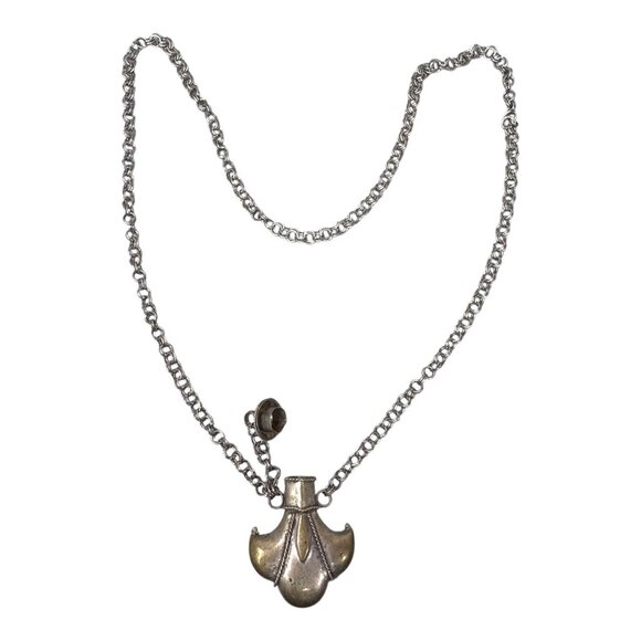 Ellen Sperry Conversation Silver Tone Genie Perfume Bottle Pendant Vtg Necklace - Picture 7 of 12